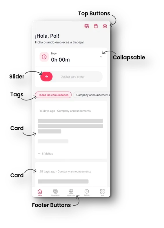 Interface with highlighted elements