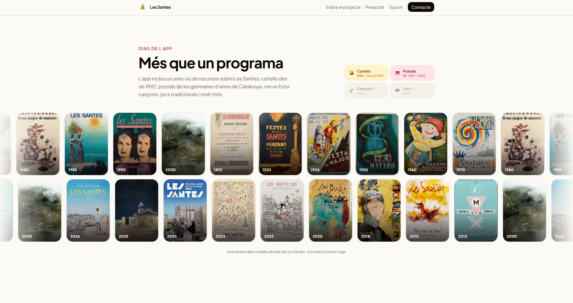 Poster marquee on landing page