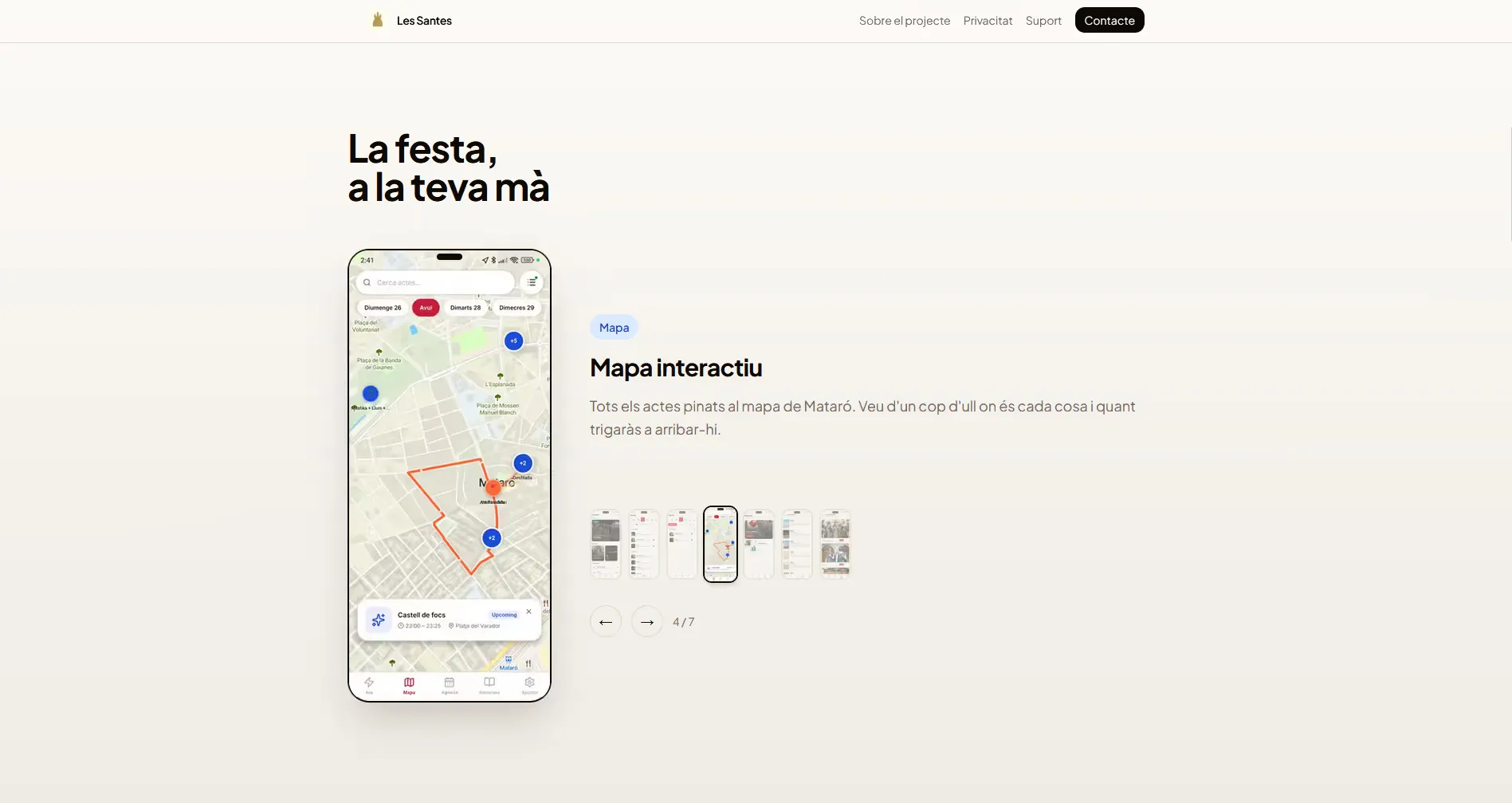 Landing page app screens section
