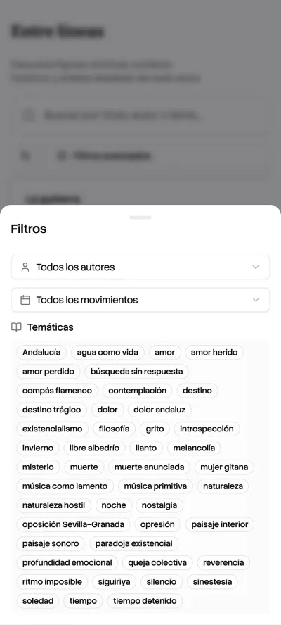 Mobile filters interface