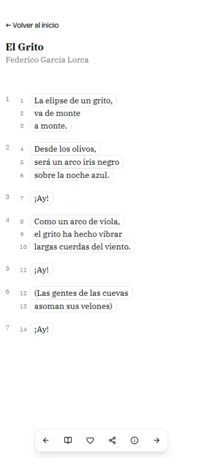 Mobile poem reading view