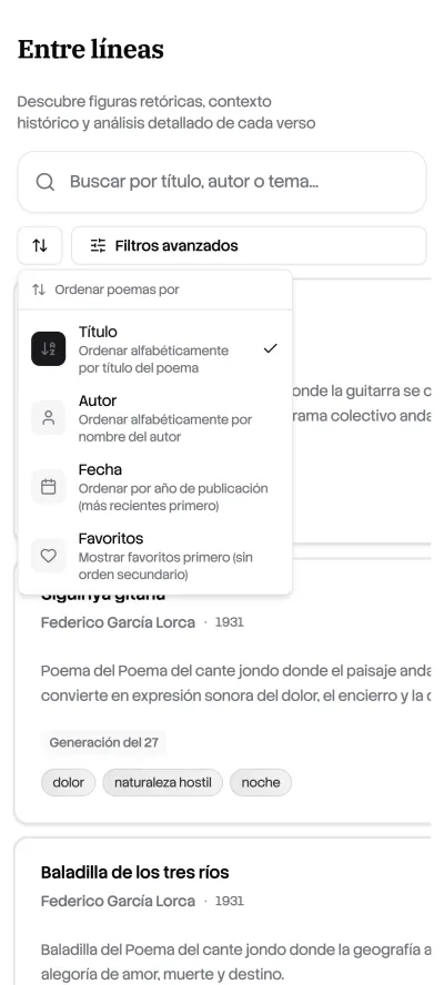 Mobile sorting options