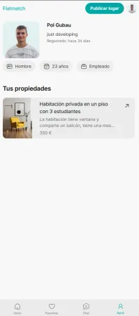 Profile after creating a listing