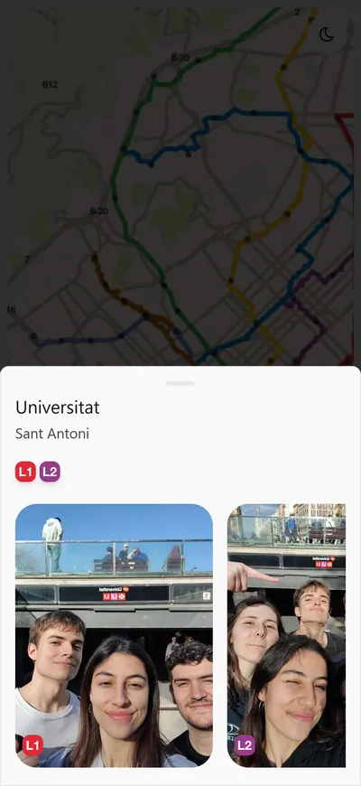 Grid of photos taken at metro stops along a line