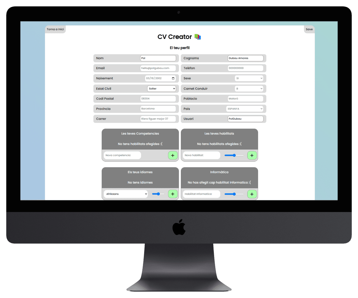 CV creator computer version