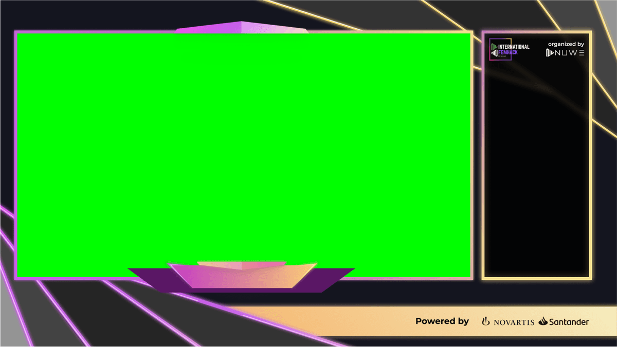 Example of Nuwe Twitch overlay for the FemHack hackathon